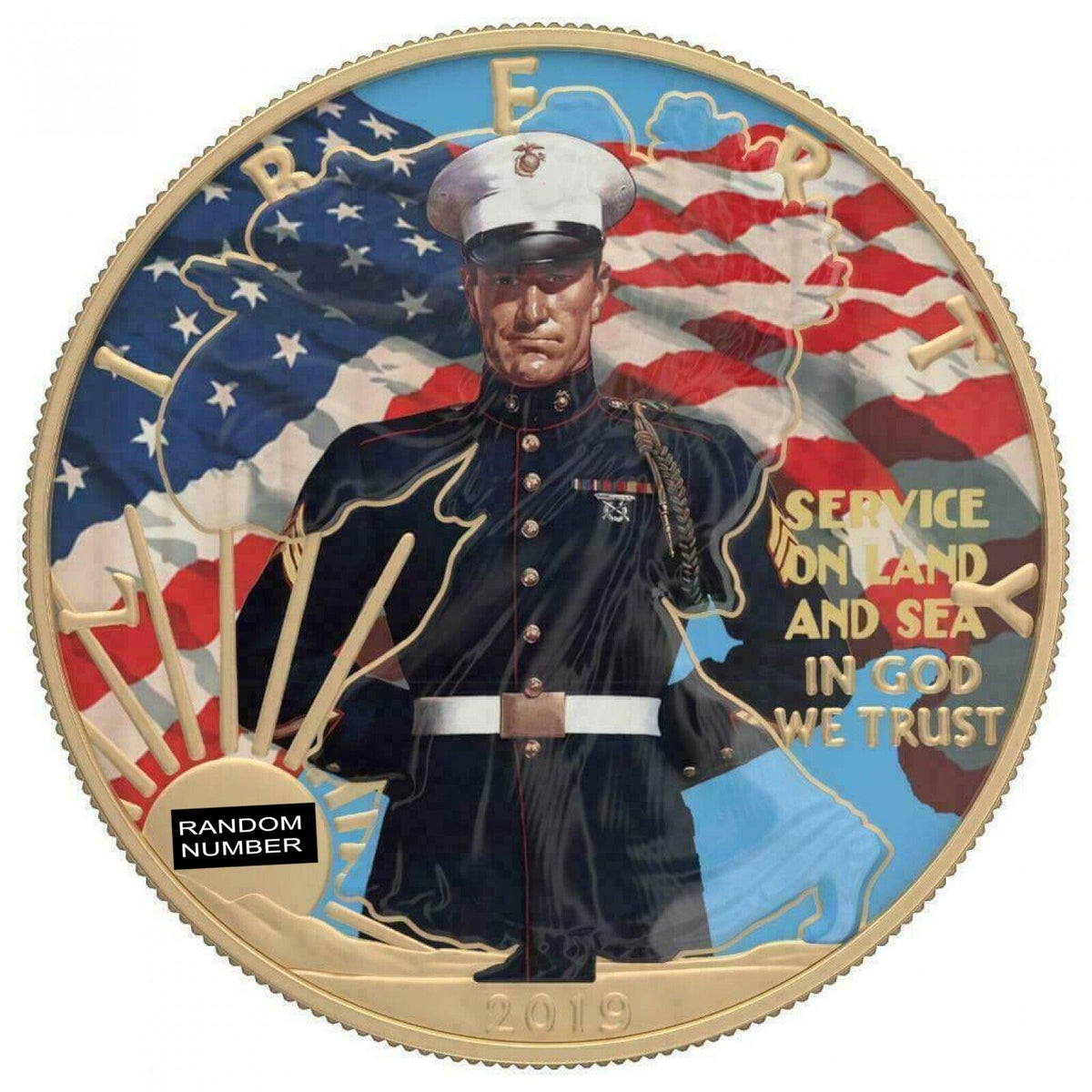 1 Oz Silver Coin 2019 $1 Liberty Faces of America - US Navy Varnish No 8-classypw.com-1