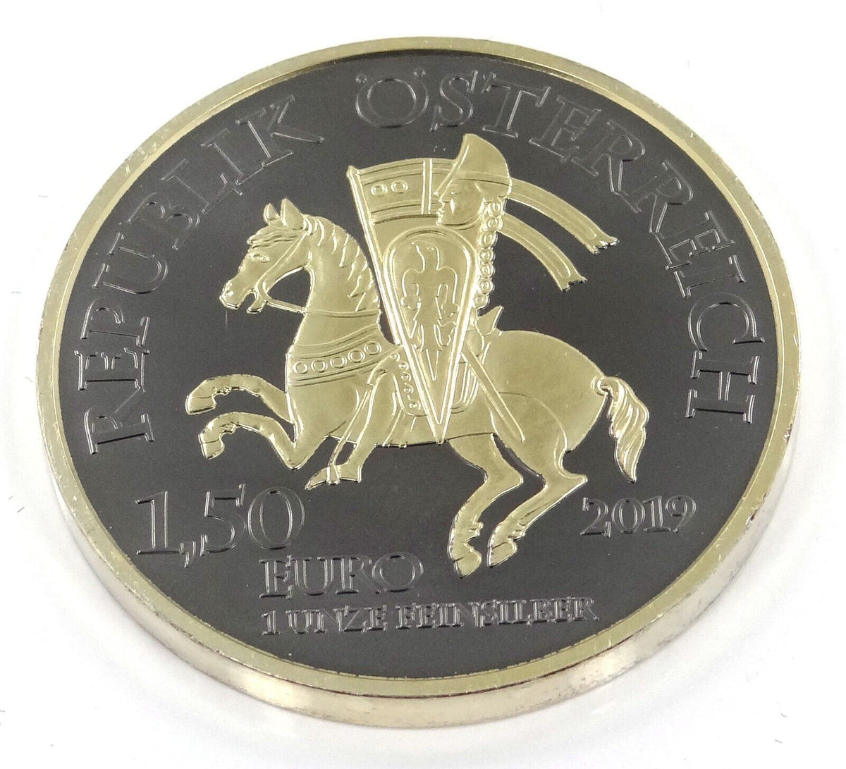 1 Oz Silver Coin 2019 1.5 Euro Austria Golden Ring Gold &amp; Ruthenium Leopold V-classypw.com-4