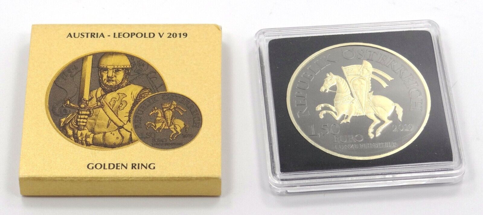 1 Oz Silver Coin 2019 1.5 Euro Austria Golden Ring Gold & Ruthenium Leopold V-classypw.com-6