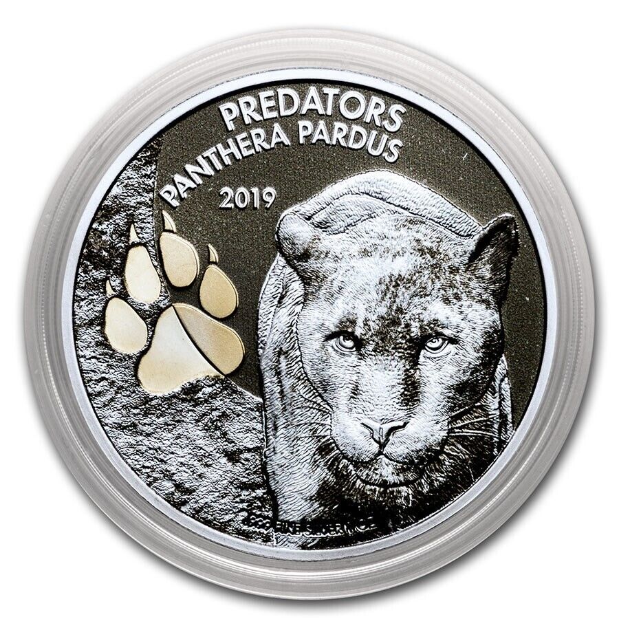 1 Oz Silver Coin 2019 20 CFA Congo Colorized Predators Panthera Pardus Panther-classypw.com-1