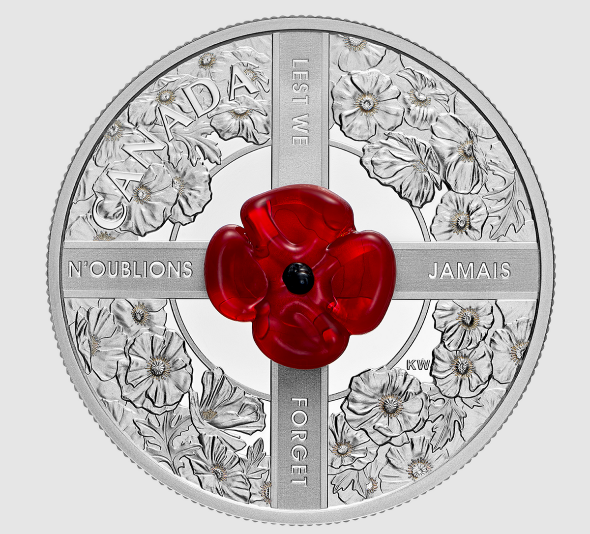 1 Oz Silver Coin 2019 $20 Canada Murano Glass Poppy Flower Lest We Forget-classypw.com-1