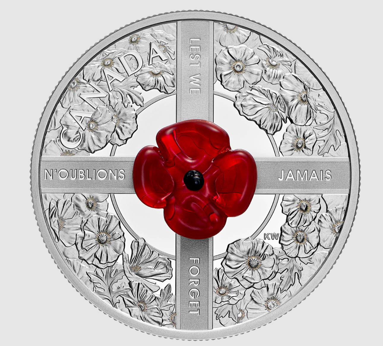 1 Oz Silver Coin 2019 $20 Canada Murano Glass Poppy Flower Lest We Forget-classypw.com-1
