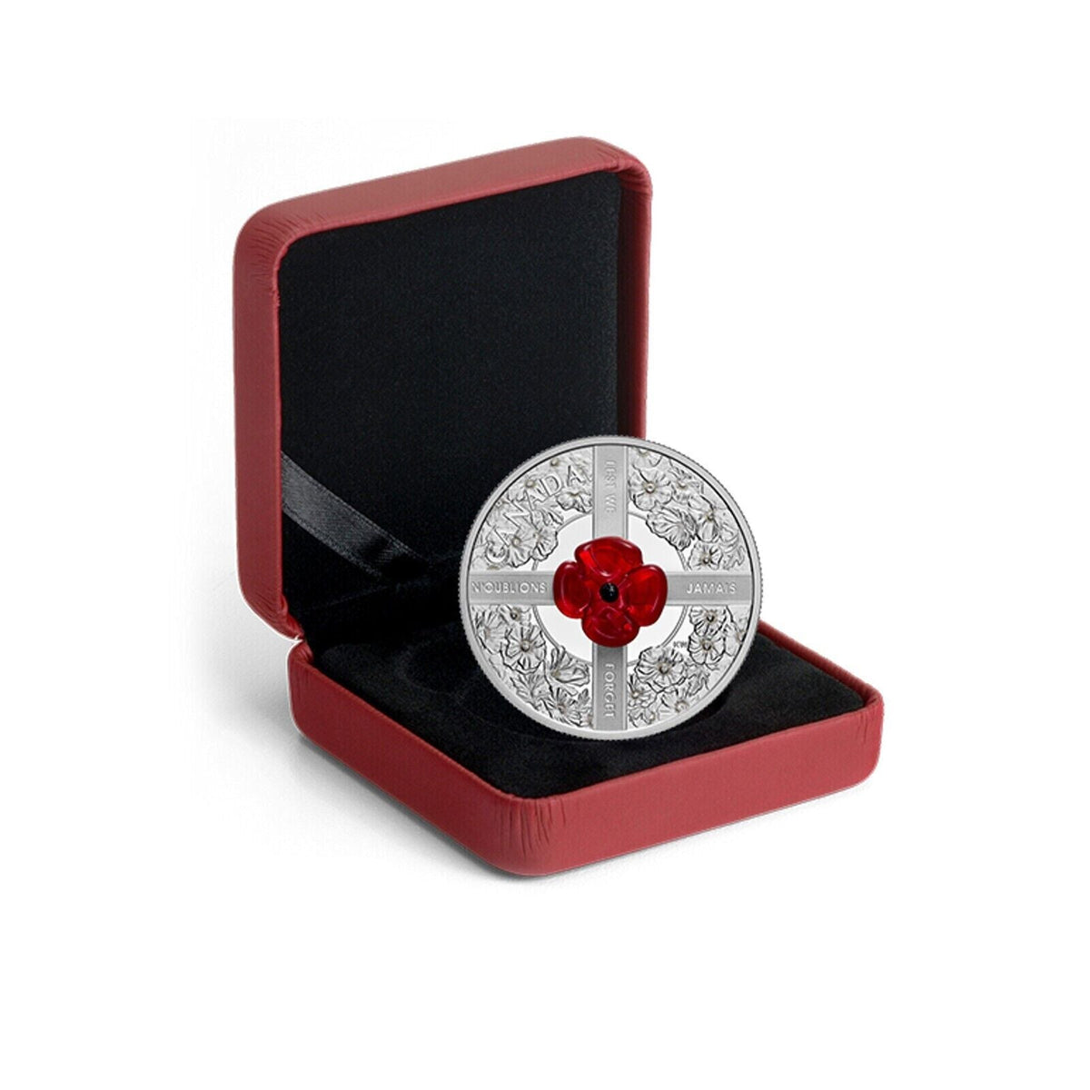 1 Oz Silver Coin 2019 $20 Canada Murano Glass Poppy Flower Lest We Forget-classypw.com-4