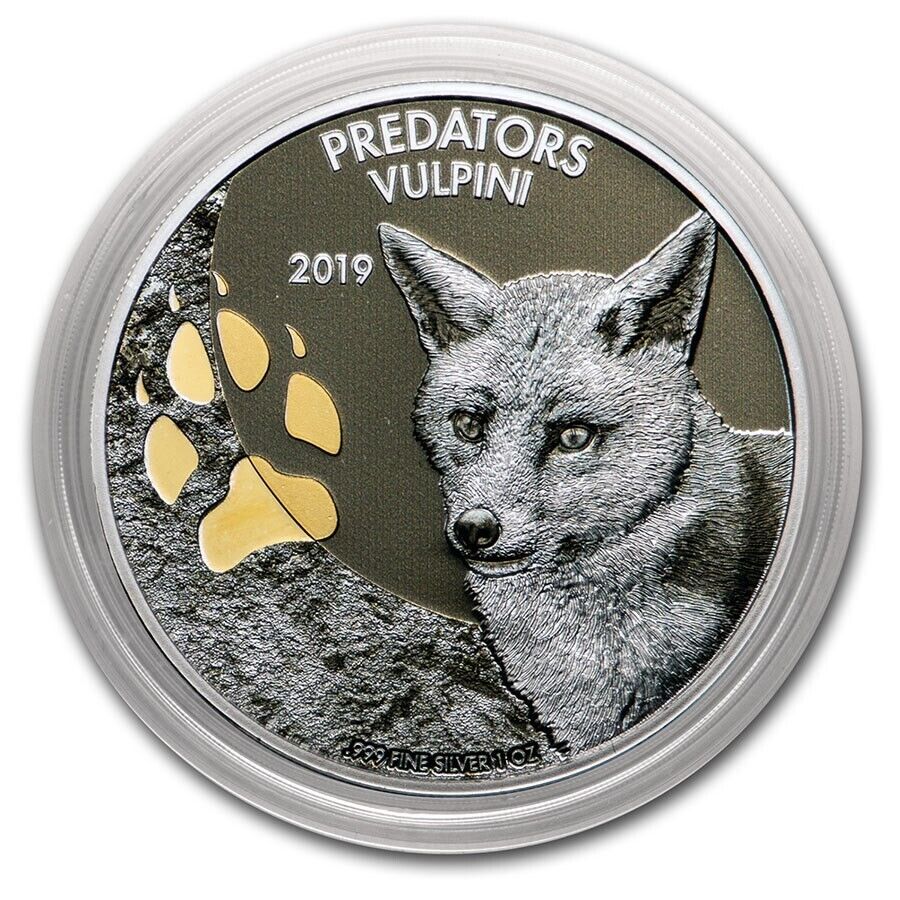 1 Oz Silver Coin 2019 20 Frances CFA Congo Colorized Predators Vulpini Fox-classypw.com-1