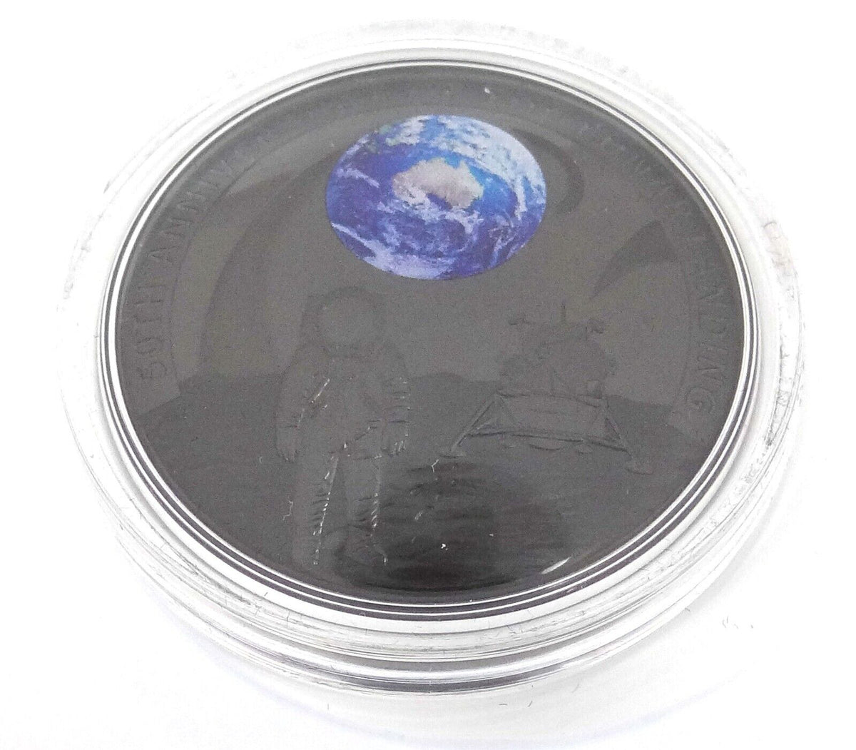 1 Oz Silver Coin 2019 $5 Australia 50th Anniversary Apollo 11 Moon Landing Domed-classypw.com-4