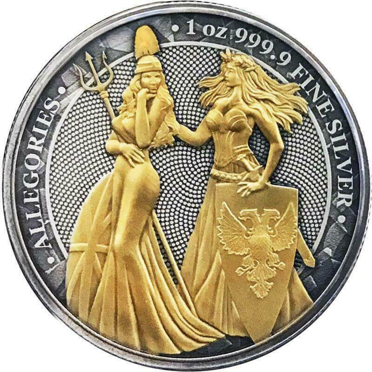 1 Oz Silver Coin 2019 5 Mark Britannia &amp; Germania Allegories - Antique &amp; Gold-classypw.com-1