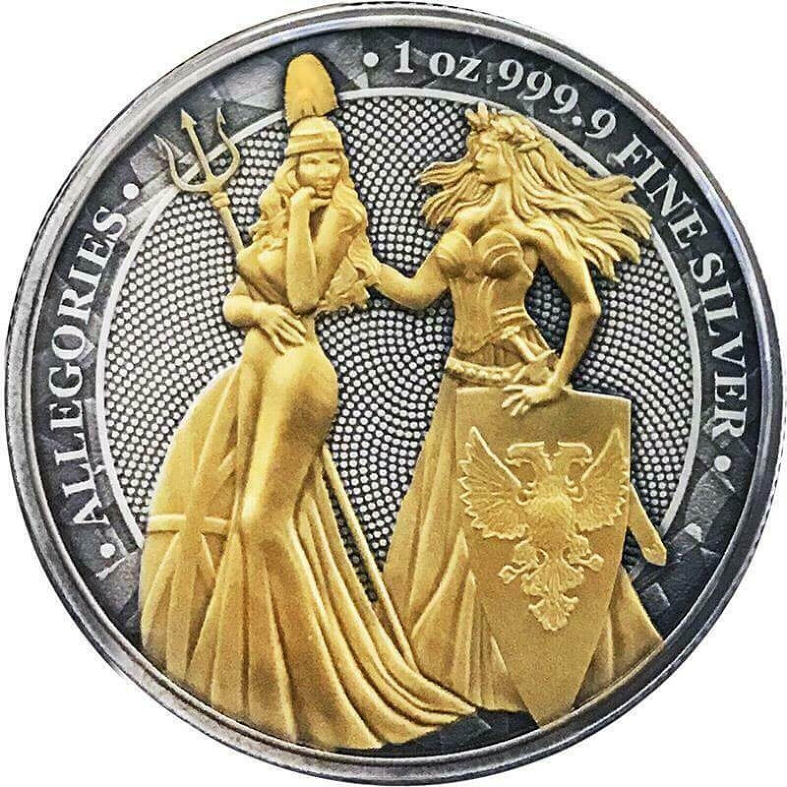 1 Oz Silver Coin 2019 5 Mark Britannia & Germania Allegories - Antique & Gold-classypw.com-1