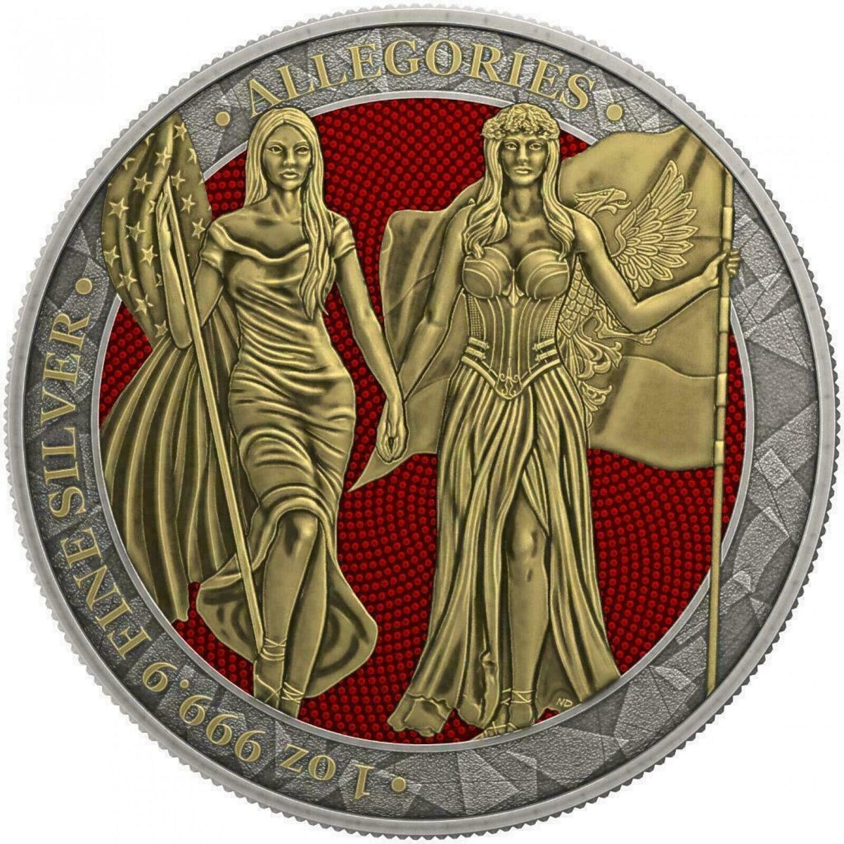 1 Oz Silver Coin 2019 5 Mark Columbia &amp; Germania Allegories - Antique Gold-classypw.com-1