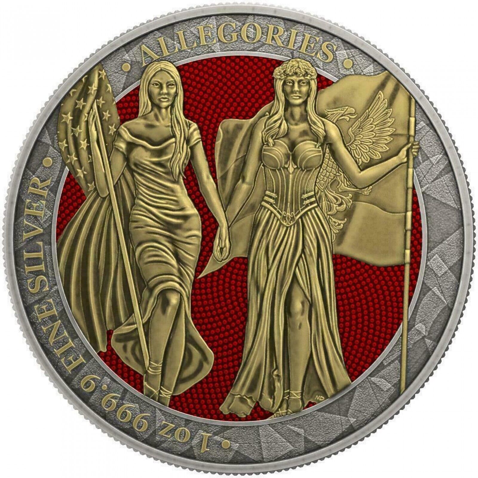 1 Oz Silver Coin 2019 5 Mark Columbia & Germania Allegories - Antique Gold-classypw.com-1