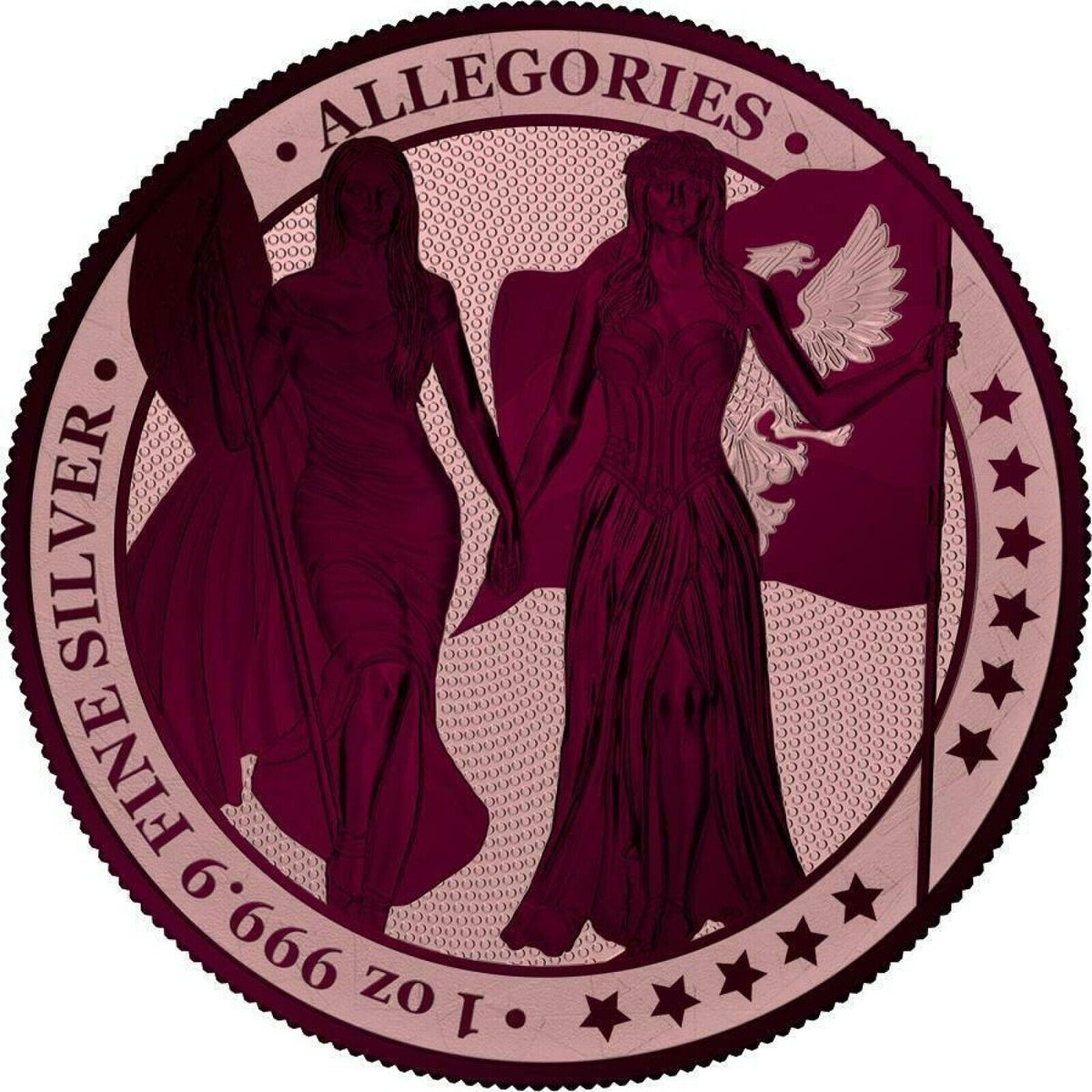 1 Oz Silver Coin 2019 5 Mark Columbia &amp; Germania Allegories - Rose Gold Maroon-classypw.com-1
