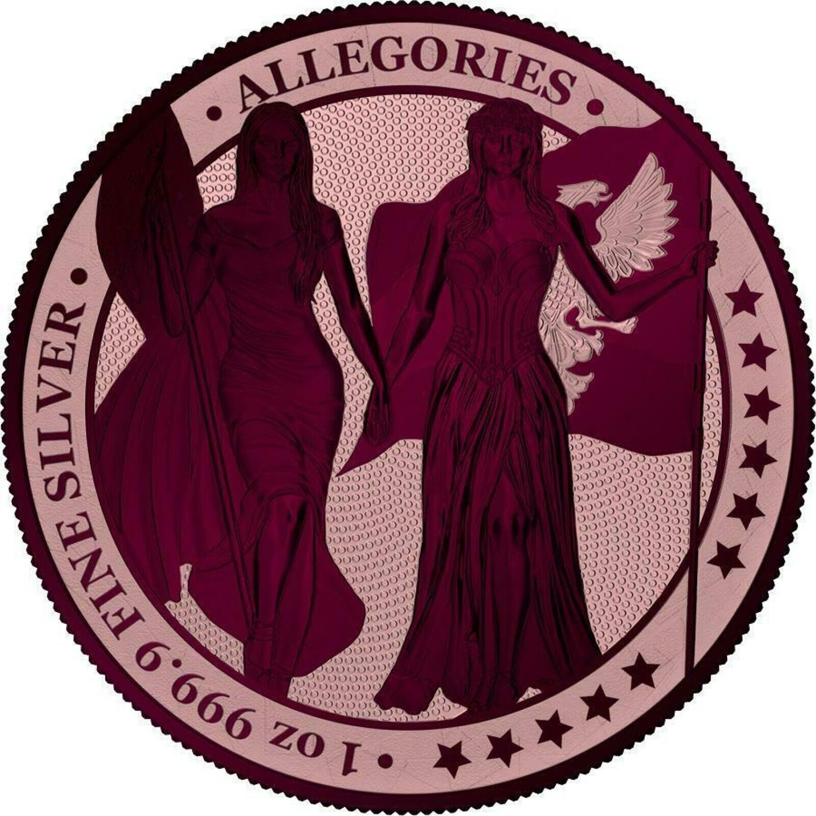 1 Oz Silver Coin 2019 5 Mark Columbia & Germania Allegories - Rose Gold Maroon-classypw.com-1