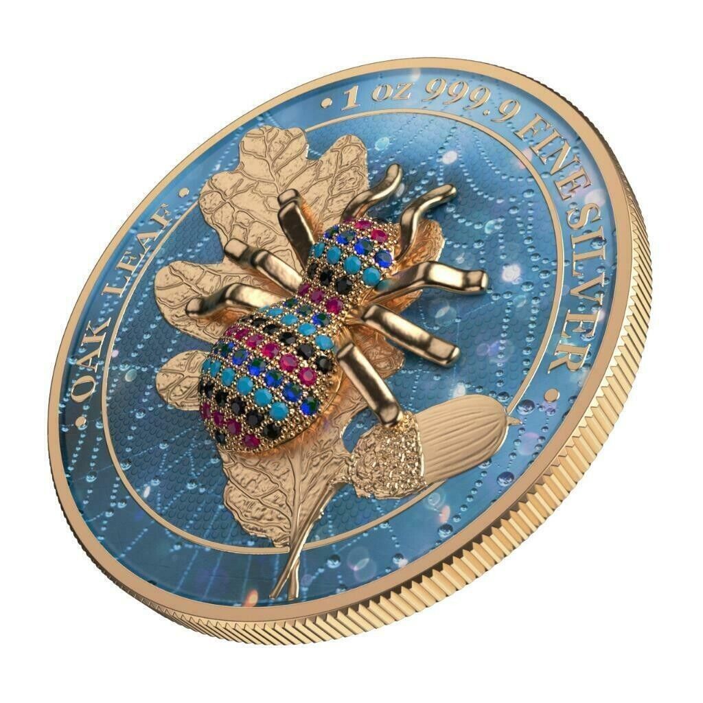 1 Oz Silver Coin 2019 5 Mark Germania Bejeweled Spider Mythical Forest Colored-classypw.com-1