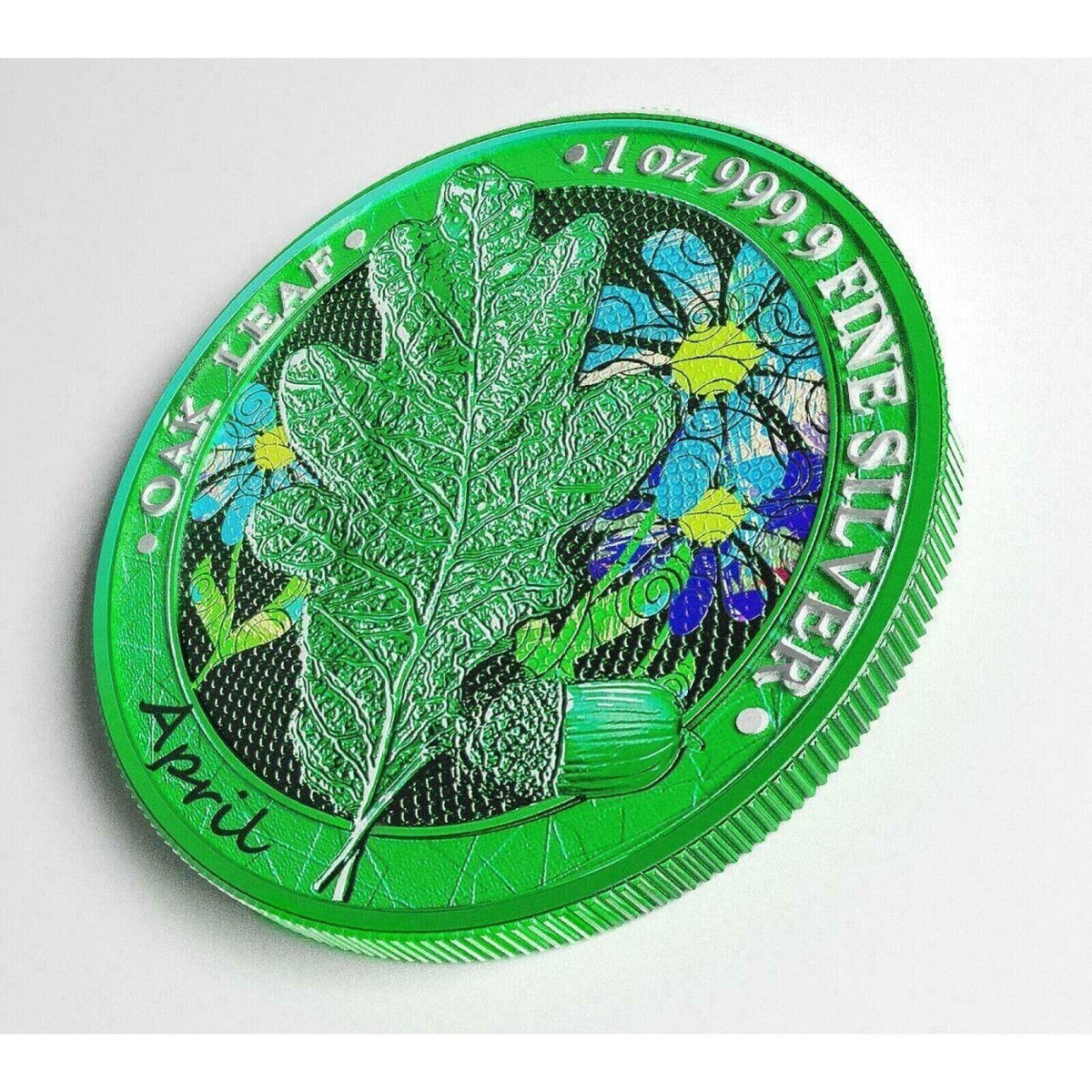 1 Oz Silver Coin 2019 5 Mark Germania Oak Leaf 12 Month Series - April-classypw.com-2
