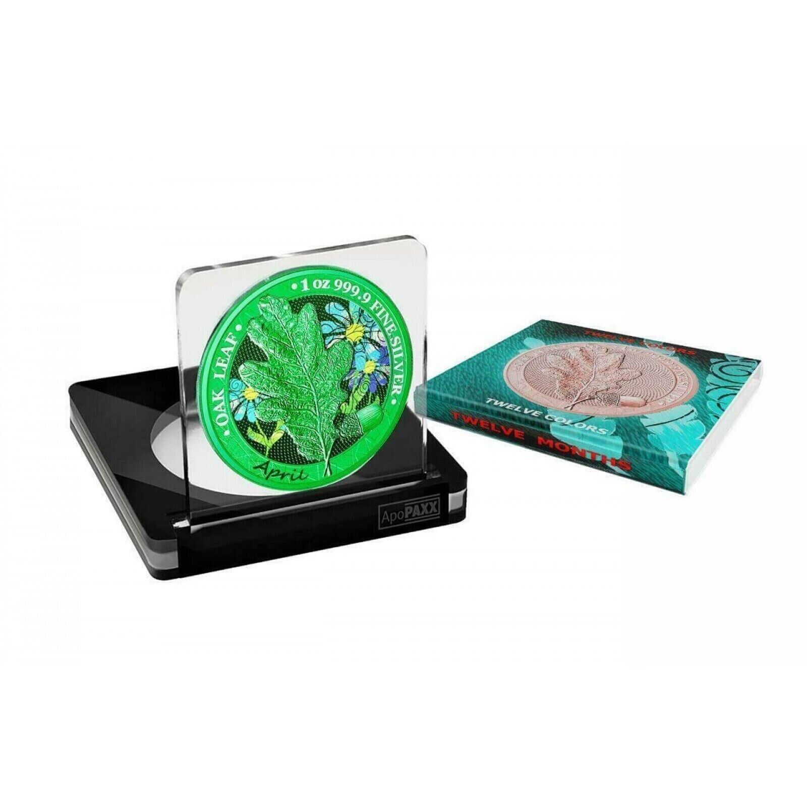 1 Oz Silver Coin 2019 5 Mark Germania Oak Leaf 12 Month Series - April-classypw.com-4