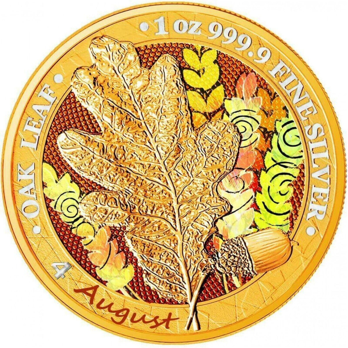 1 Oz Silver Coin 2019 5 Mark Germania Oak Leaf 12 Month Series - August-classypw.com-1