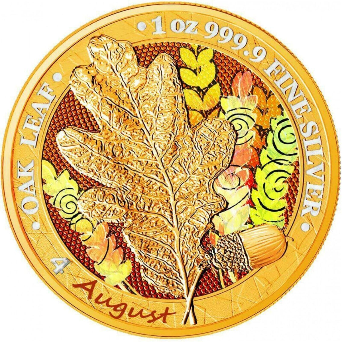 1 Oz Silver Coin 2019 5 Mark Germania Oak Leaf 12 Month Series - August-classypw.com-1