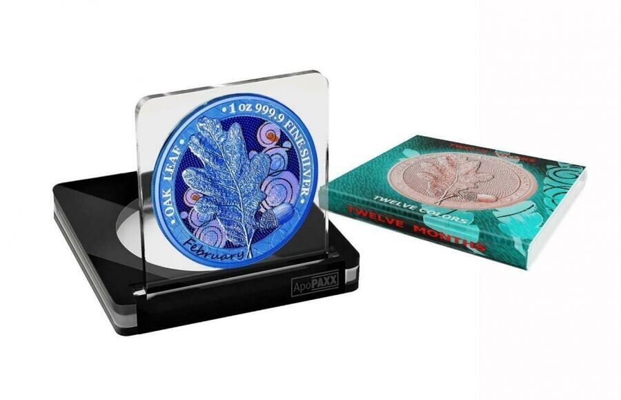 1 Oz Silver Coin 2019 5 Mark Germania Oak Leaf 12 Month Series - February-classypw.com-4