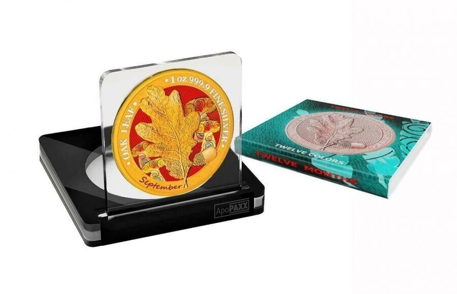 1 Oz Silver Coin 2019 5 Mark Germania Oak Leaf 12 Month Series - July-classypw.com-4