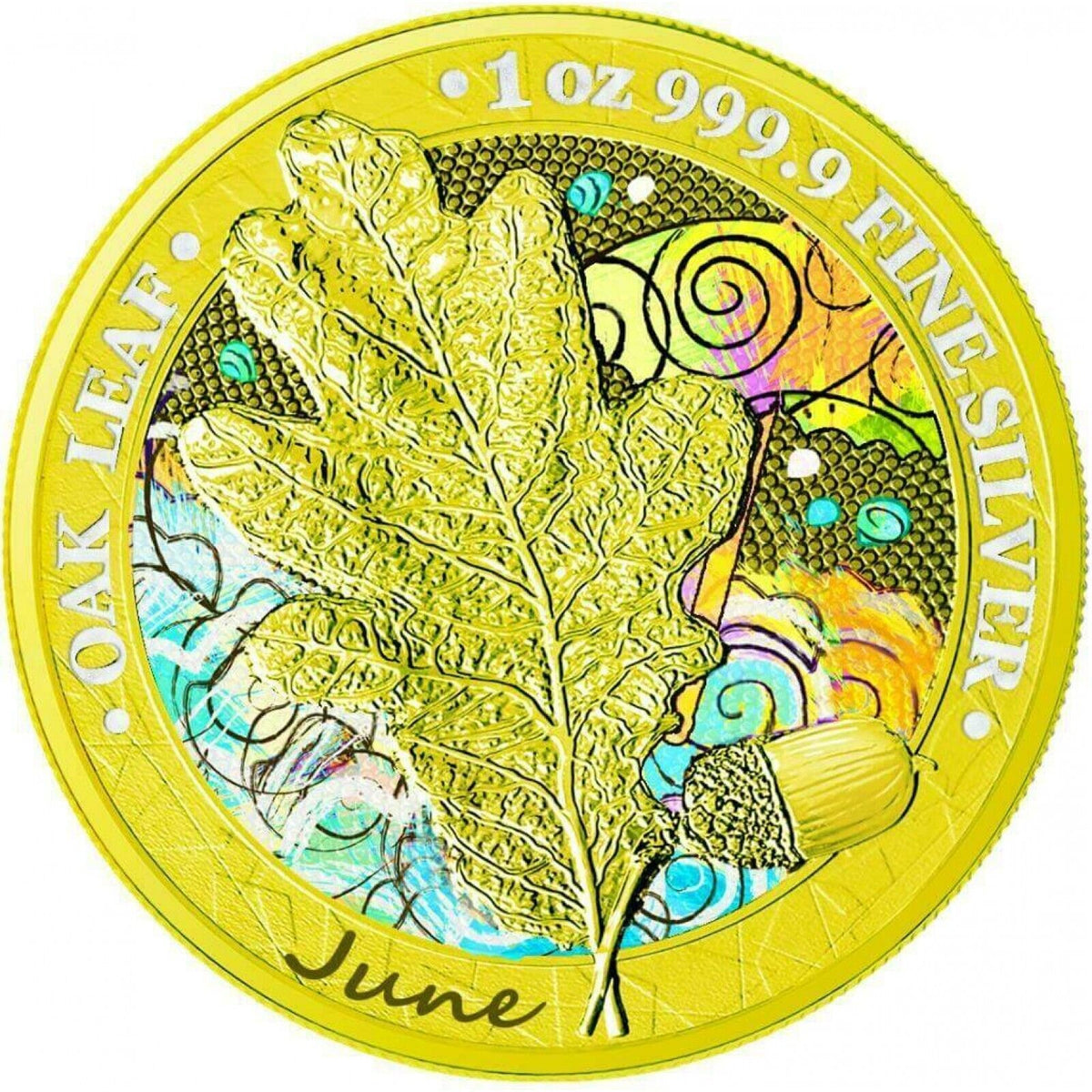 1 Oz Silver Coin 2019 5 Mark Germania Oak Leaf 12 Month Series - June-classypw.com-1