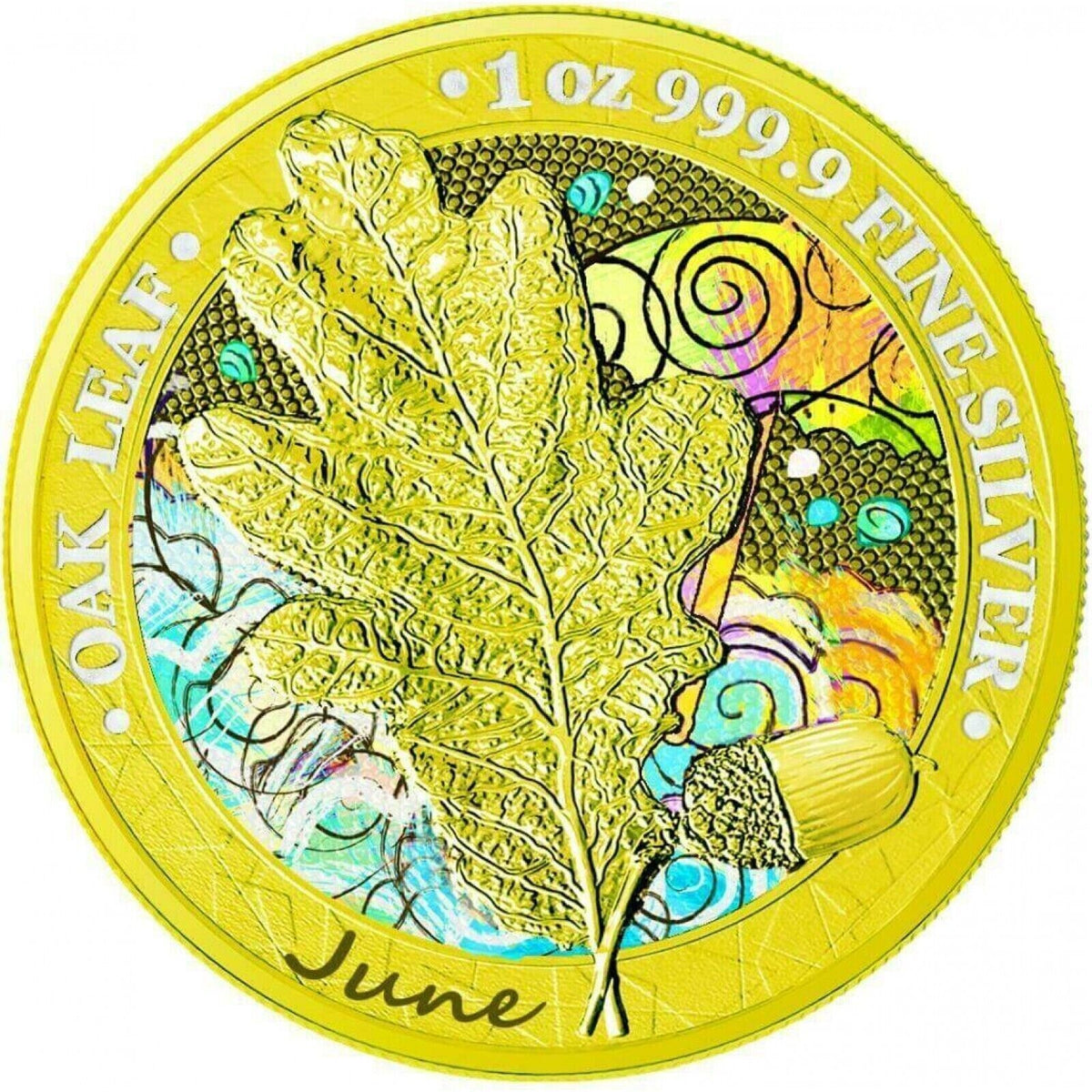 1 Oz Silver Coin 2019 5 Mark Germania Oak Leaf 12 Month Series - June-classypw.com-1