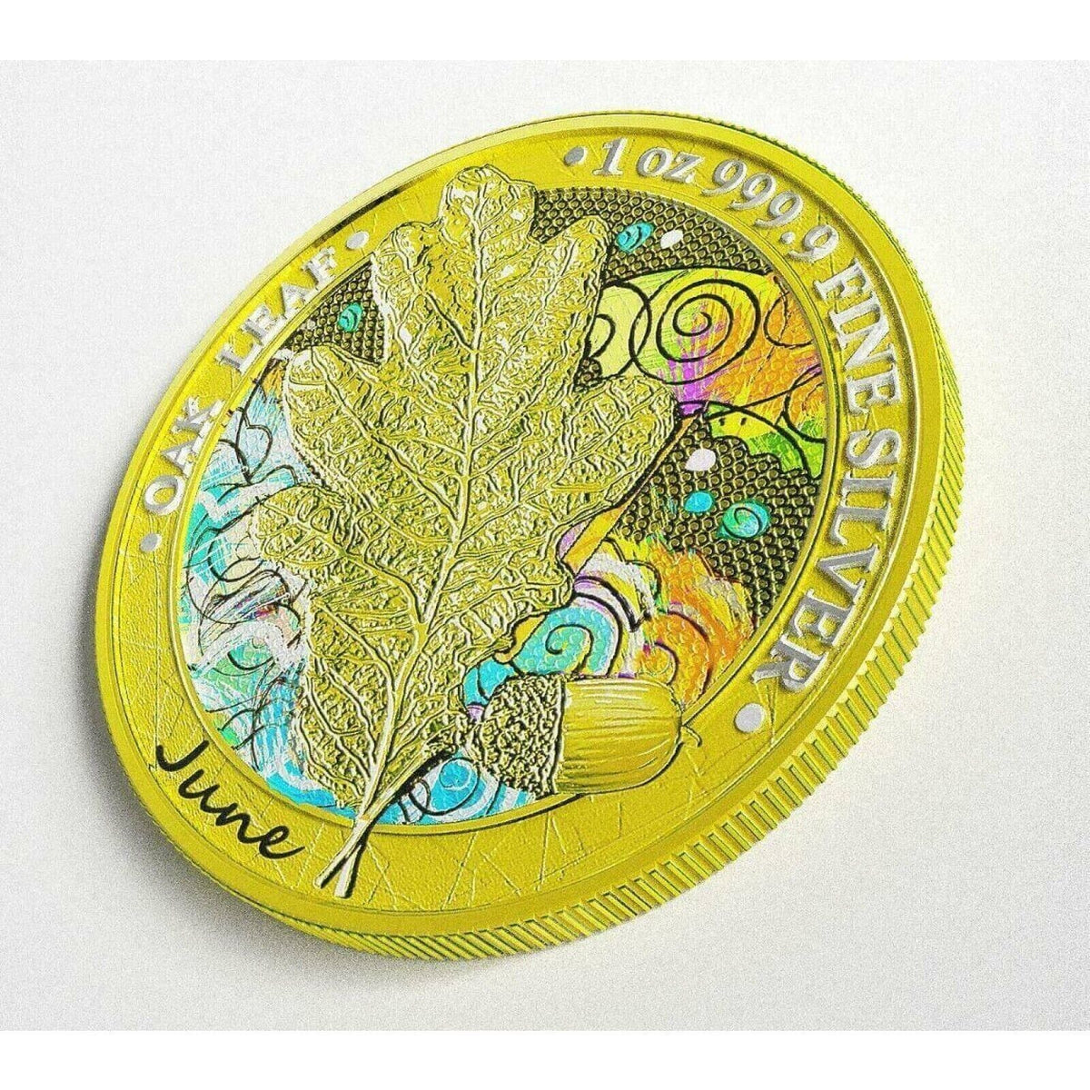 1 Oz Silver Coin 2019 5 Mark Germania Oak Leaf 12 Month Series - June-classypw.com-2