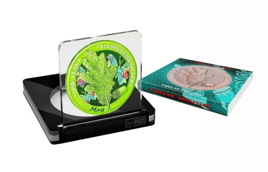 1 Oz Silver Coin 2019 5 Mark Germania Oak Leaf 12 Month Series - May-classypw.com-4
