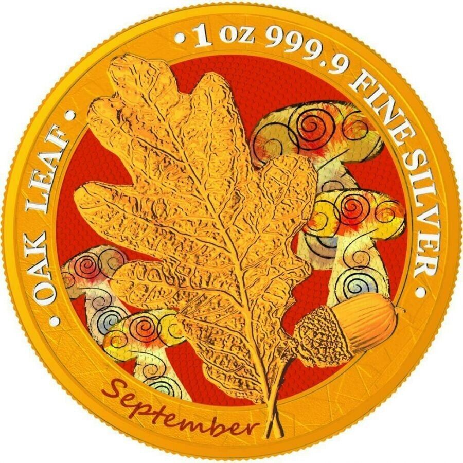 1 Oz Silver Coin 2019 5 Mark Germania Oak Leaf 12 Month Series - September-classypw.com-1