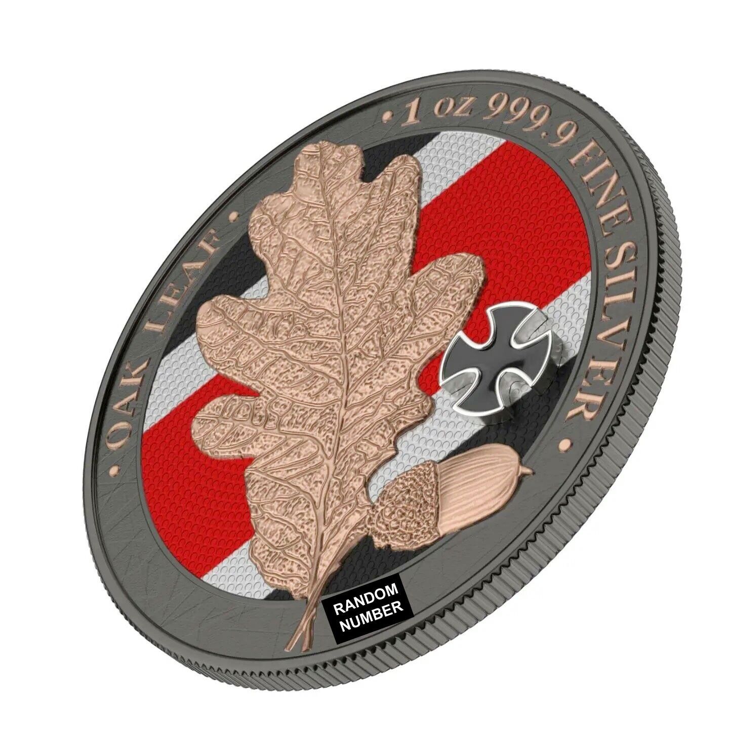 1 Oz Silver Coin 2019 5 Mark Germania Oak Leaf Ruthenium - Iron Cross-classypw.com-2