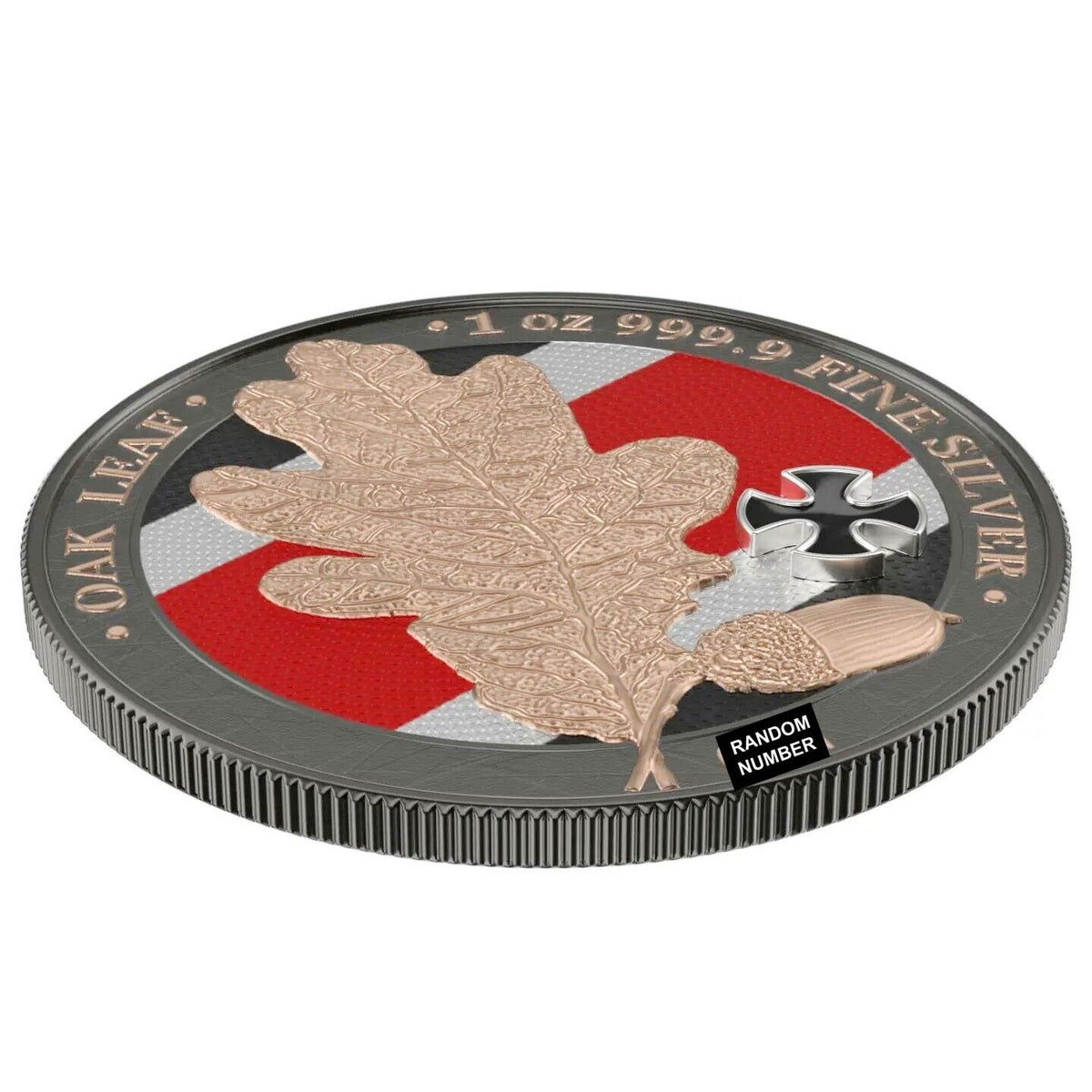 1 Oz Silver Coin 2019 5 Mark Germania Oak Leaf Ruthenium - Iron Cross-classypw.com-3