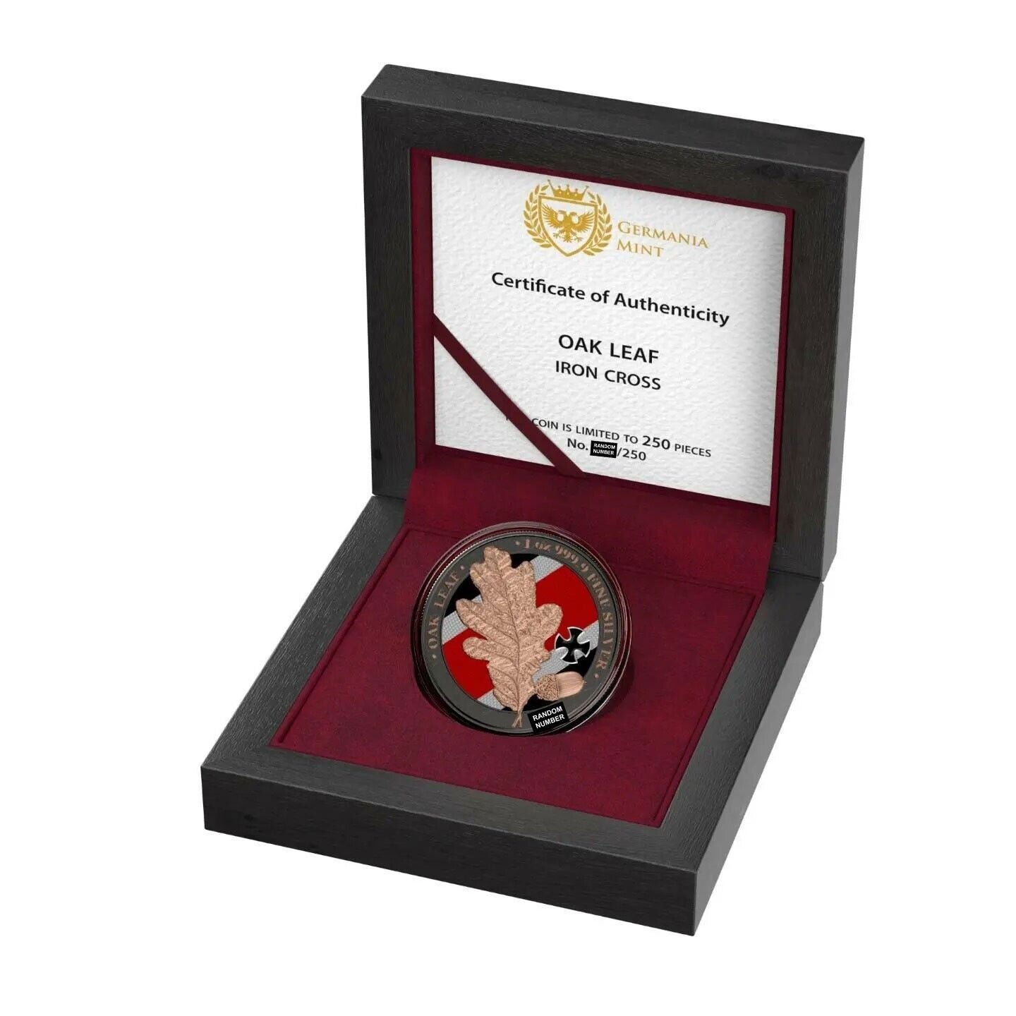 1 Oz Silver Coin 2019 5 Mark Germania Oak Leaf Ruthenium - Iron Cross-classypw.com-5