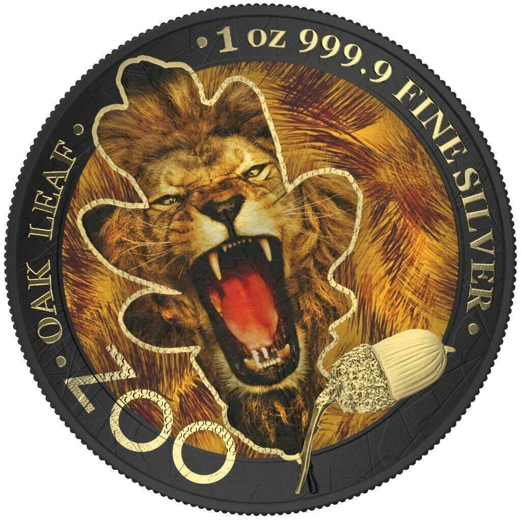 1 Oz Silver Coin 2019 5 Mark Germania Oak Leaf Zoo Series - African Lion-classypw.com-1