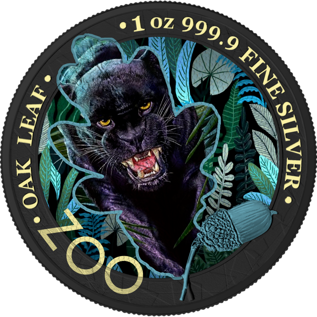 1 Oz Silver Coin 2019 5 Mark Germania Oak Leaf Zoo Series - Black Panther-classypw.com-1