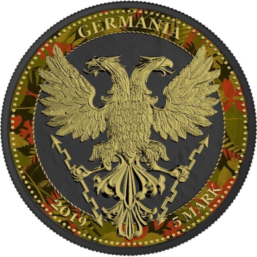 1 Oz Silver Coin 2019 5 Mark Germania Oak Leaf Zoo Series - Brown Bear-classypw.com-3
