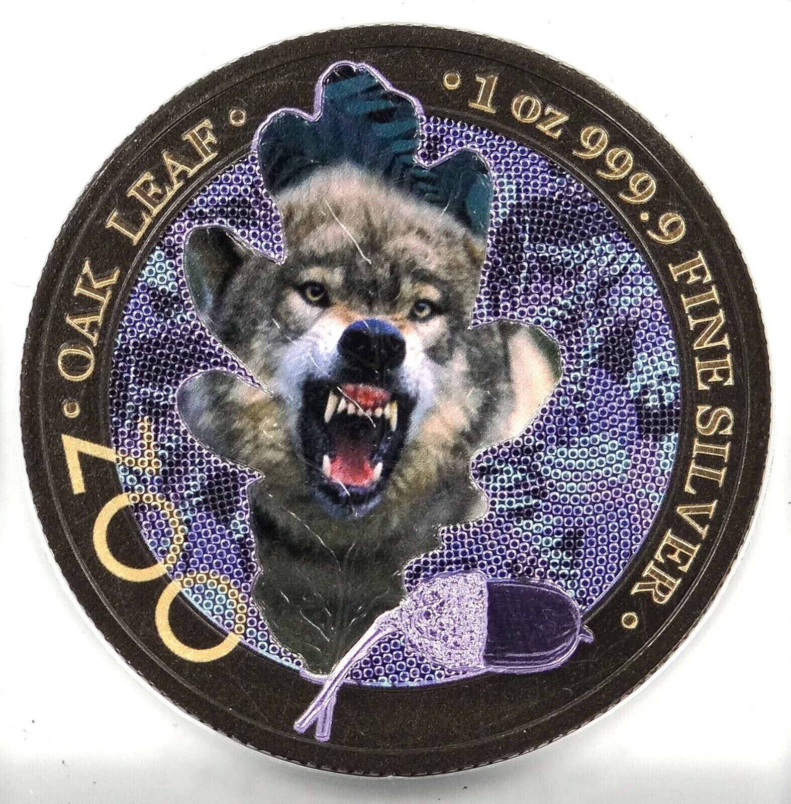 1 Oz Silver Coin 2019 5 Mark Germania Oak Leaf Zoo Series - Gray Wolf-classypw.com-1