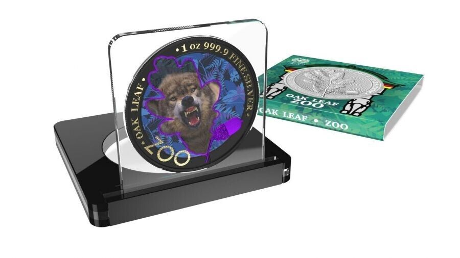 1 Oz Silver Coin 2019 5 Mark Germania Oak Leaf Zoo Series - Gray Wolf-classypw.com-3