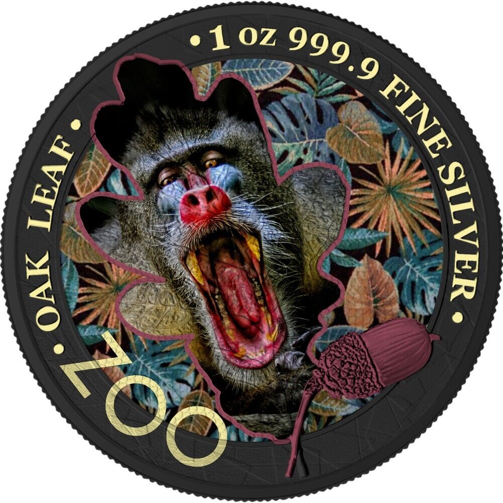 1 Oz Silver Coin 2019 5 Mark Germania Oak Leaf Zoo Series - Mandrill-classypw.com-1