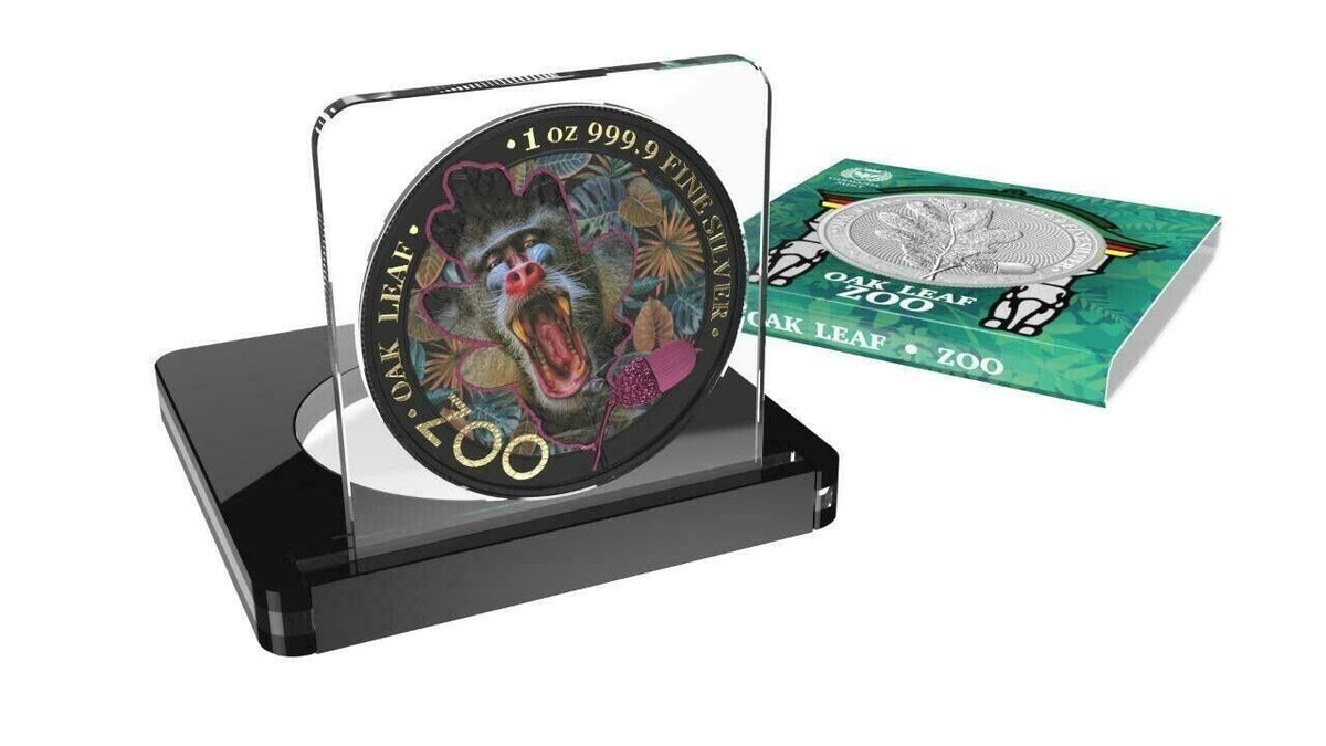 1 Oz Silver Coin 2019 5 Mark Germania Oak Leaf Zoo Series - Mandrill-classypw.com-4