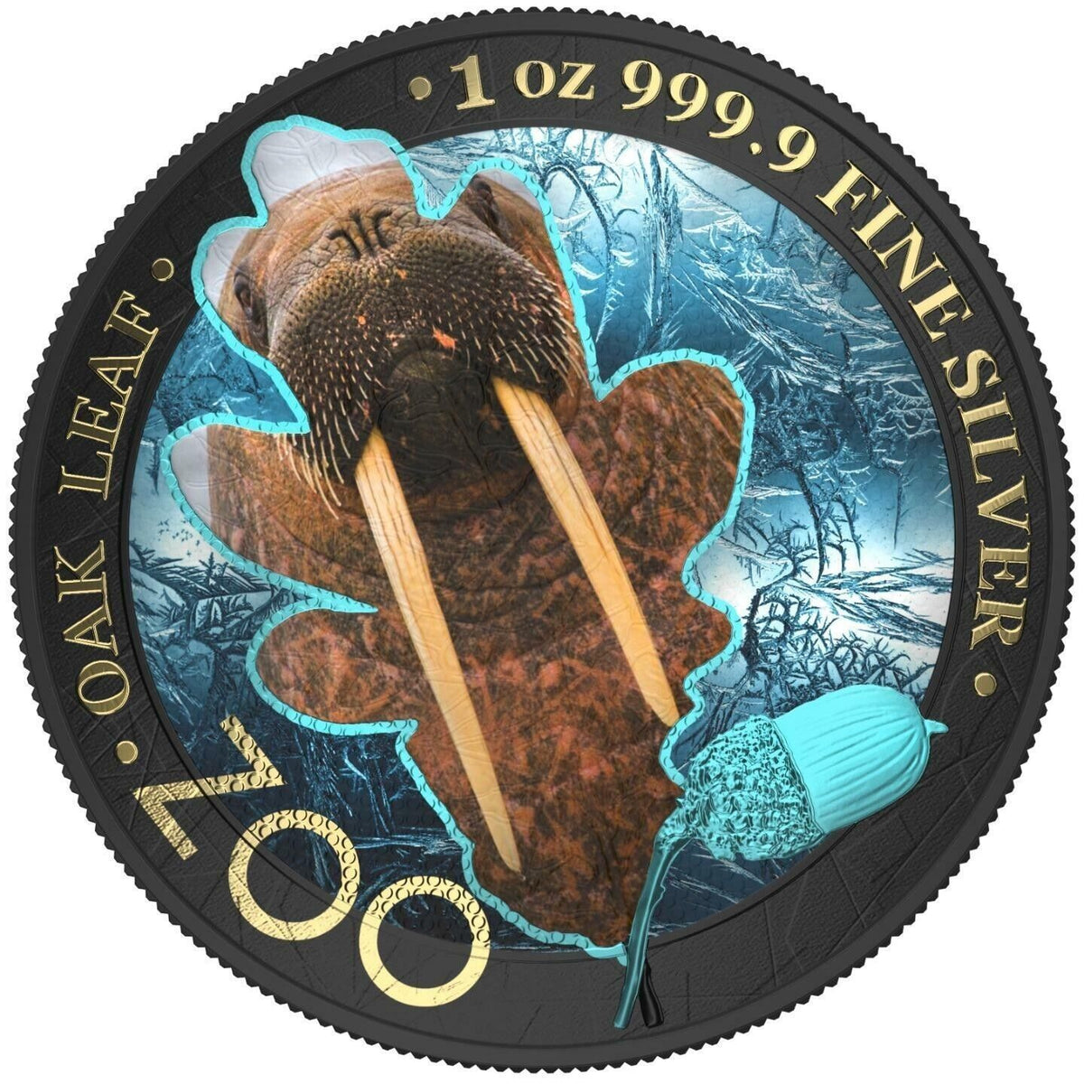 1 Oz Silver Coin 2019 5 Mark Germania Oak Leaf Zoo Series - Pacific Walrus-classypw.com-1