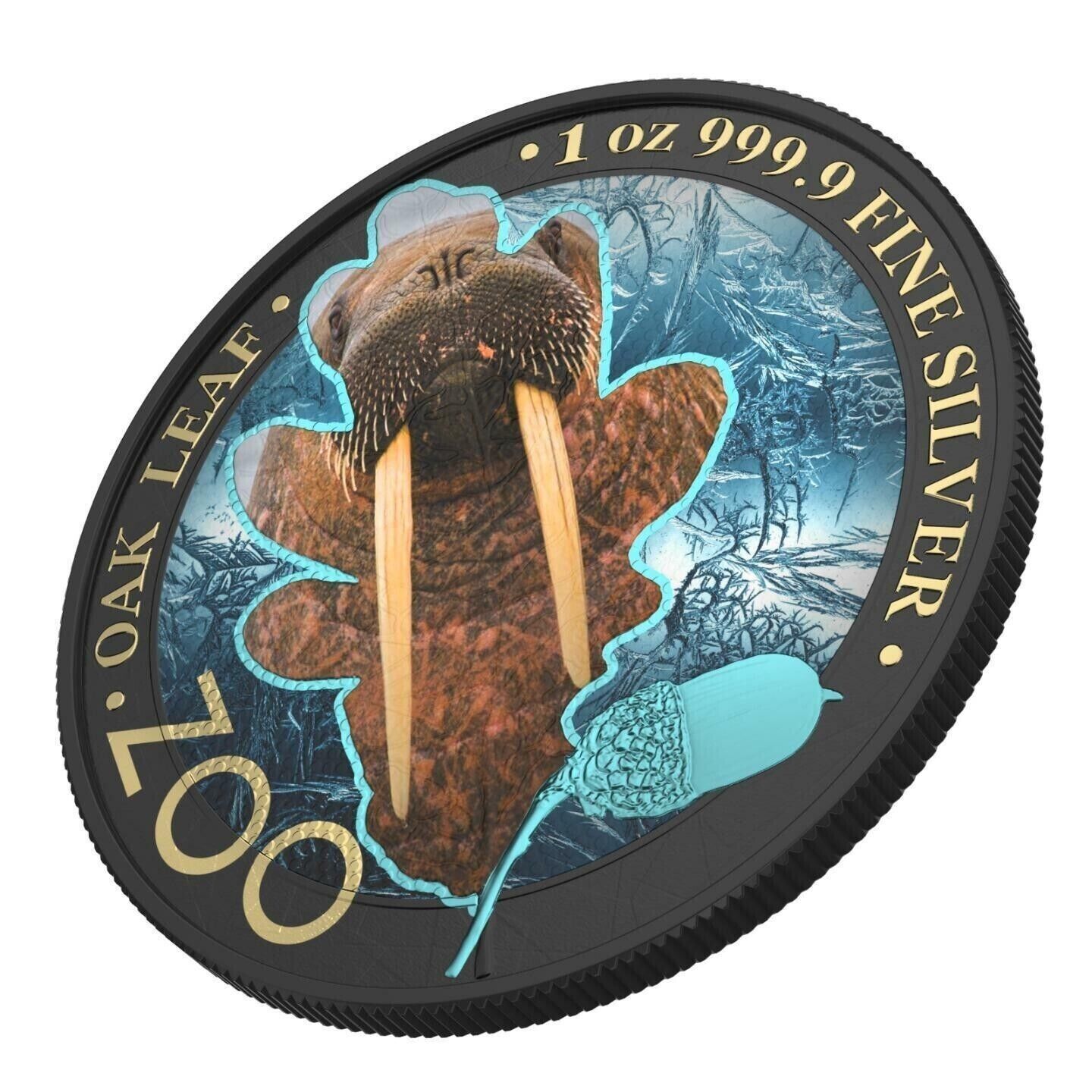 1 Oz Silver Coin 2019 5 Mark Germania Oak Leaf Zoo Series - Pacific Walrus-classypw.com-1