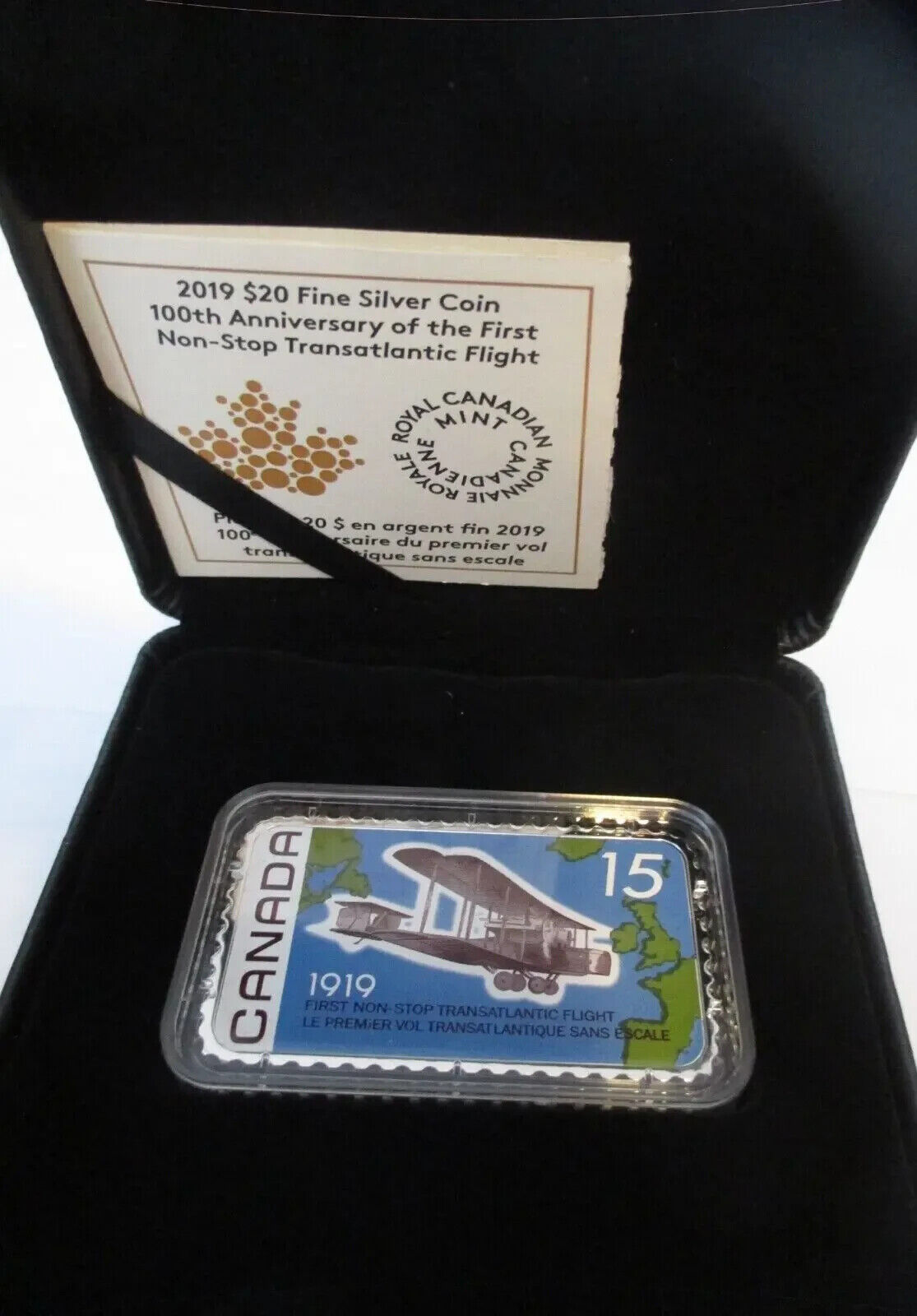 1 Oz Silver Coin 2019 Canada $20 100th Ann. First Non-Stop Transatlantic Flight-classypw.com-3