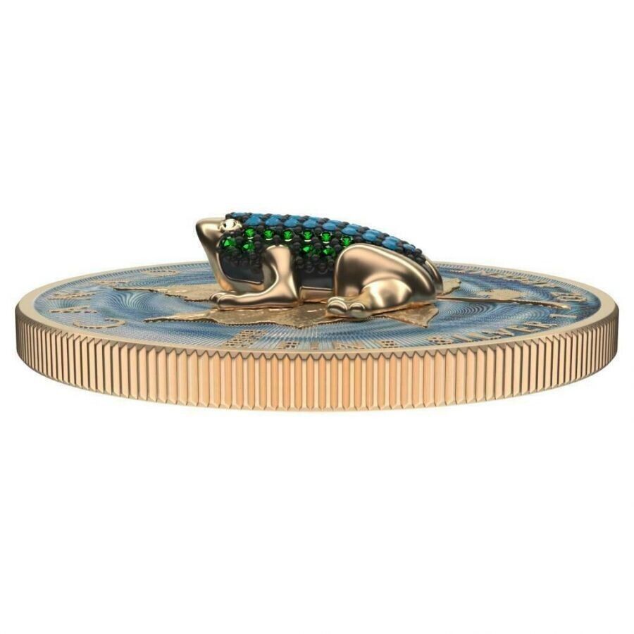1 Oz Silver Coin 2019 Canada Maple Leaf $5 Bejeweled Frog Swarovski Crystals-classypw.com-3