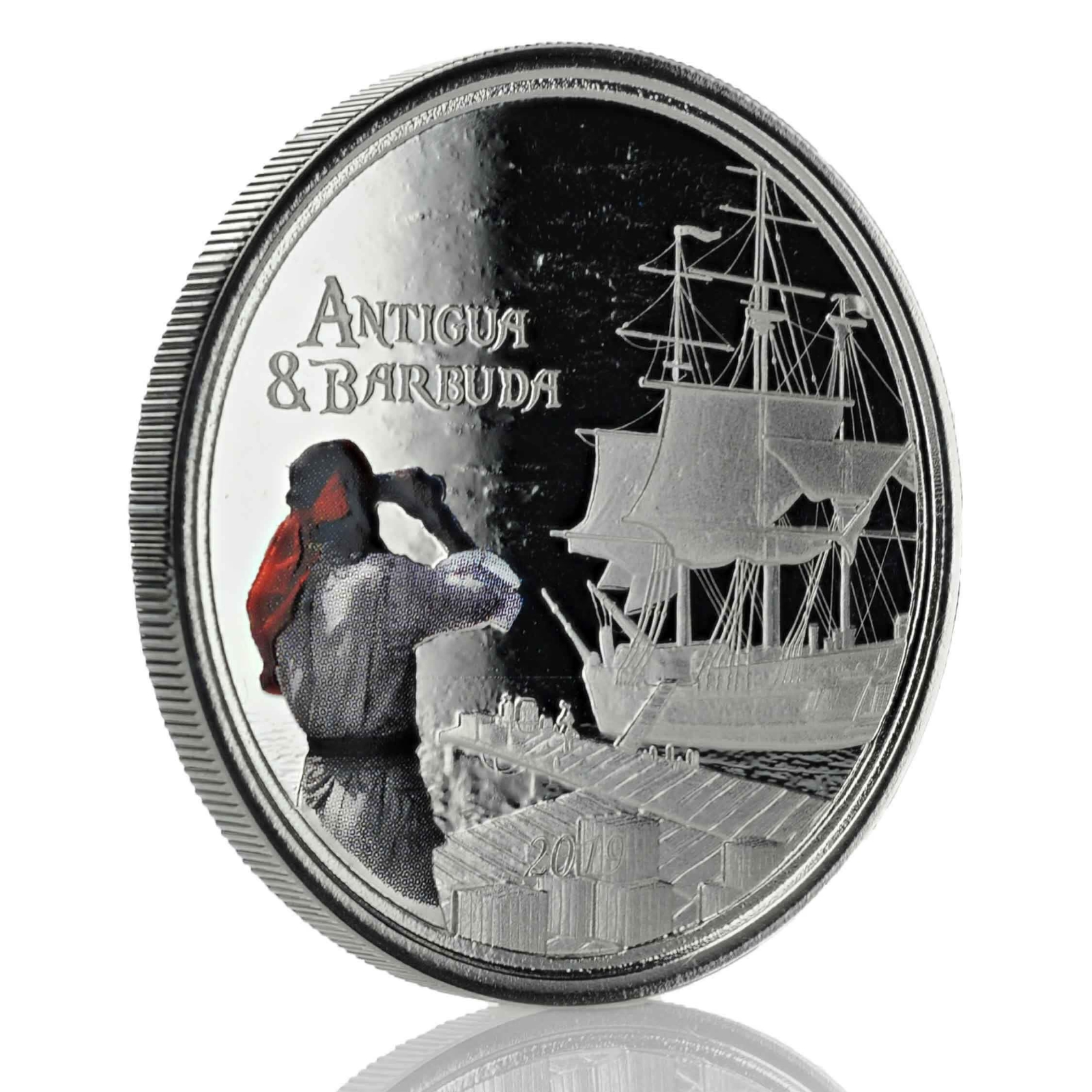 1 Oz Silver Coin 2019 EC8 Antigua & Barbuda $2 Scottsdale Color Proof Rum Runner-classypw.com-2