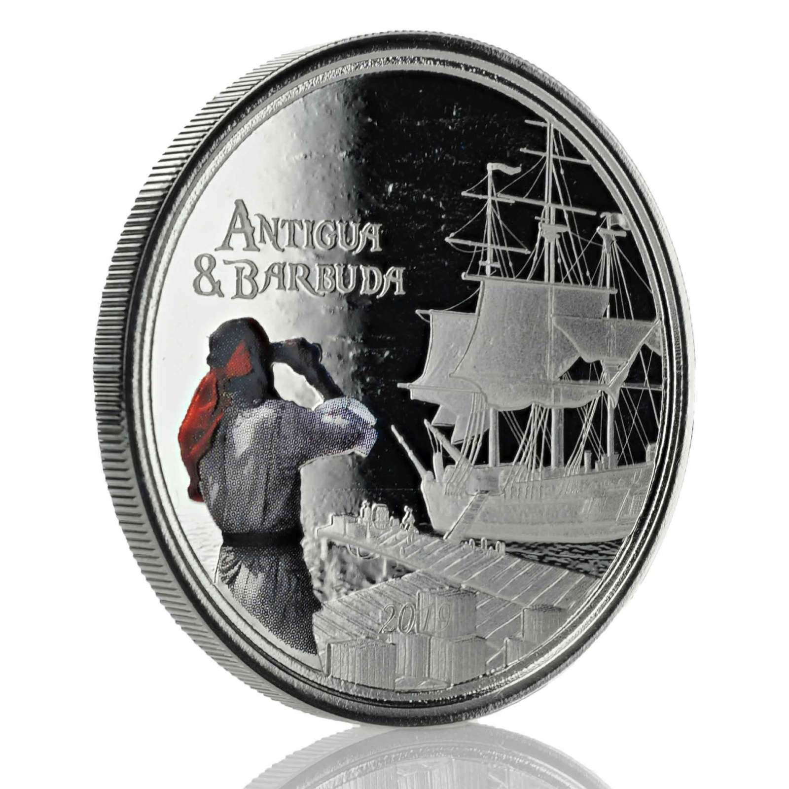 1 Oz Silver Coin 2019 EC8 Antigua & Barbuda $2 Scottsdale Color Proof Rum Runner-classypw.com-1