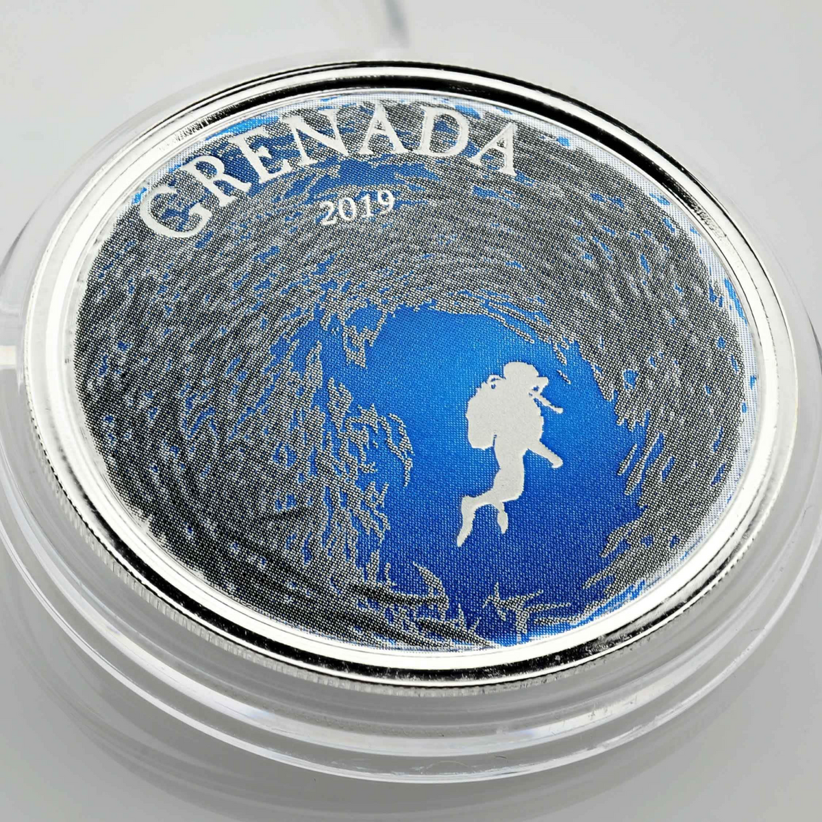 1 Oz Silver Coin 2019 EC8 Grenada $2 Scottsdale Mint Color Proof Diving Paradise-classypw.com-3