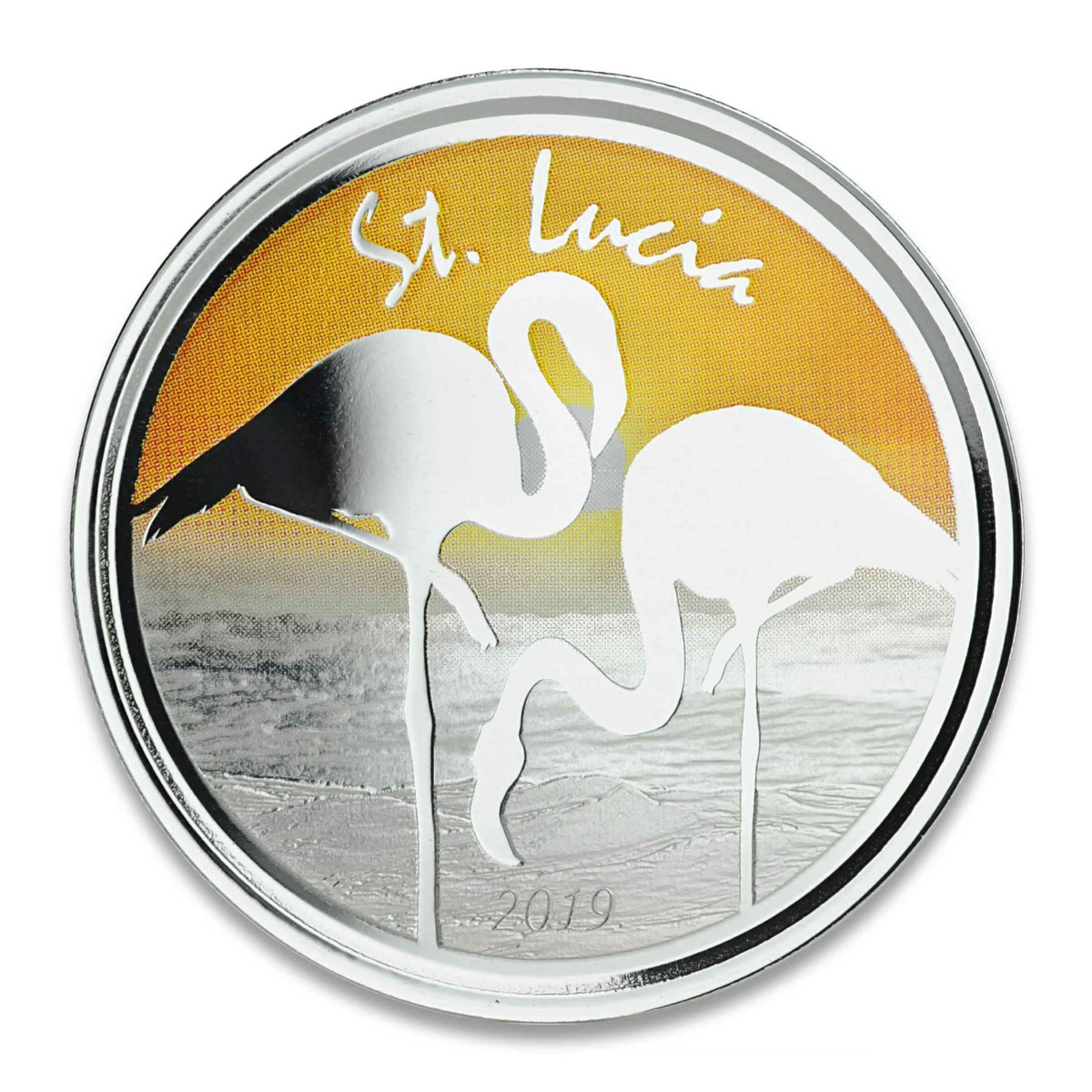 1 Oz Silver Coin 2019 EC8 Saint Lucia $2 Scottsdale Mint Color Proof - Flamingo-classypw.com-1