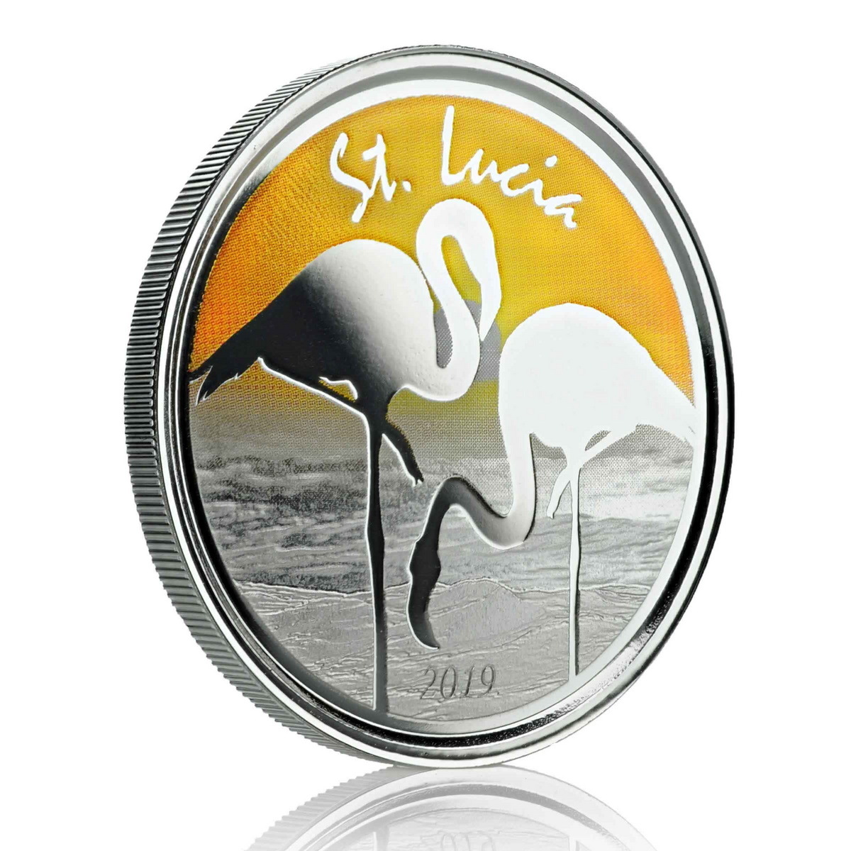 1 Oz Silver Coin 2019 EC8 Saint Lucia $2 Scottsdale Mint Color Proof - Flamingo-classypw.com-2