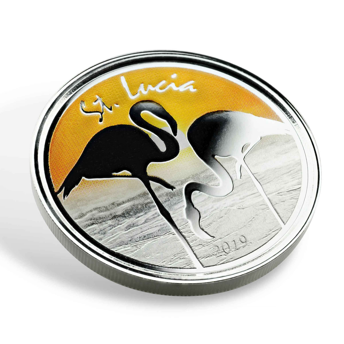 1 Oz Silver Coin 2019 EC8 Saint Lucia $2 Scottsdale Mint Color Proof - Flamingo-classypw.com-3