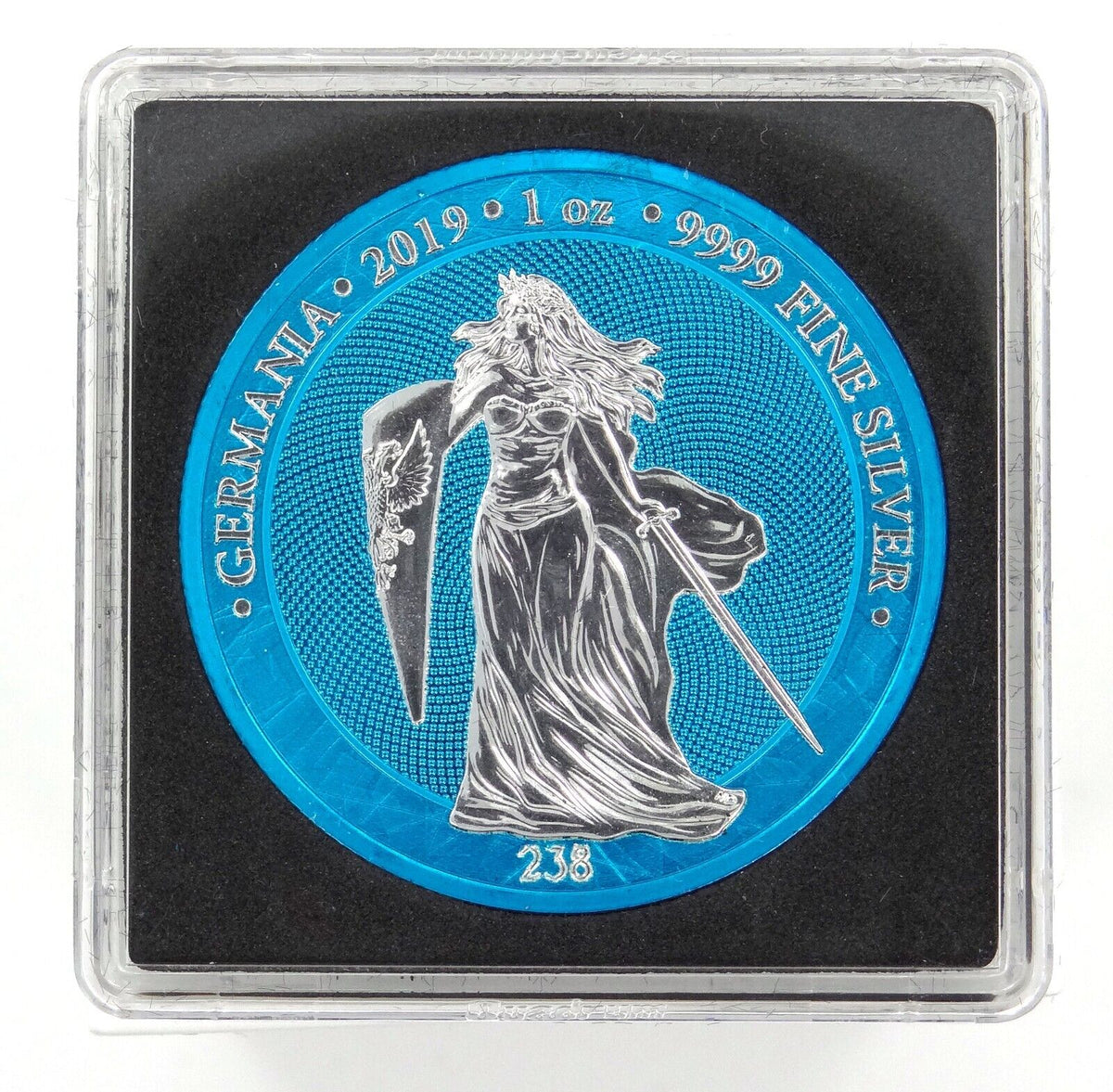1 Oz Silver Coin 2019 Germania 5 Mark Space Blue RARE official release 238 / 500