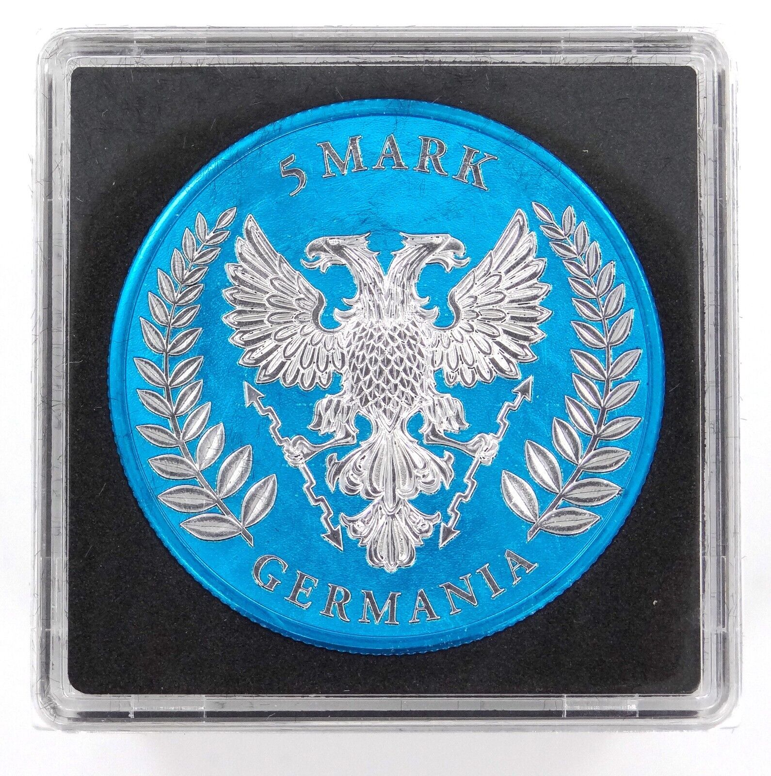 1 Oz Silver Coin 2019 Germania 5 Mark Space Blue RARE official release 238 / 500