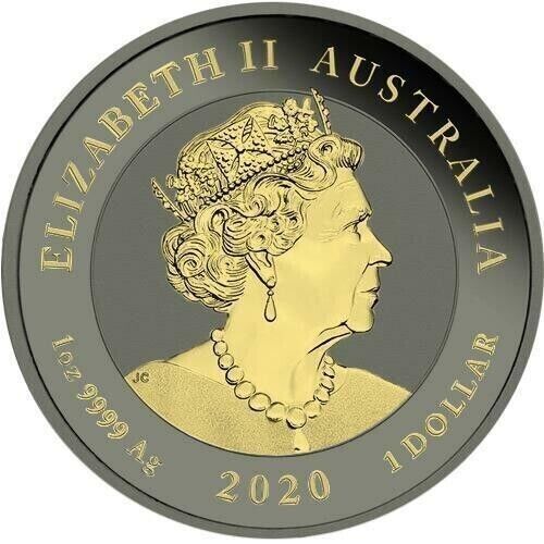 1 Oz Silver Coin 2020 $1 Australia Guardian Sky Lions Pixiu - Dark Red &amp; Gilded-classypw.com-4